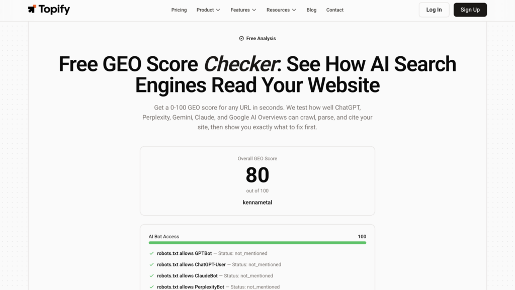 GEO Score Checker for Manufacturing