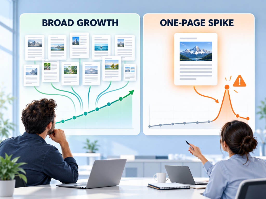 Analyst comparing broad citation growth with one-page concentration risk